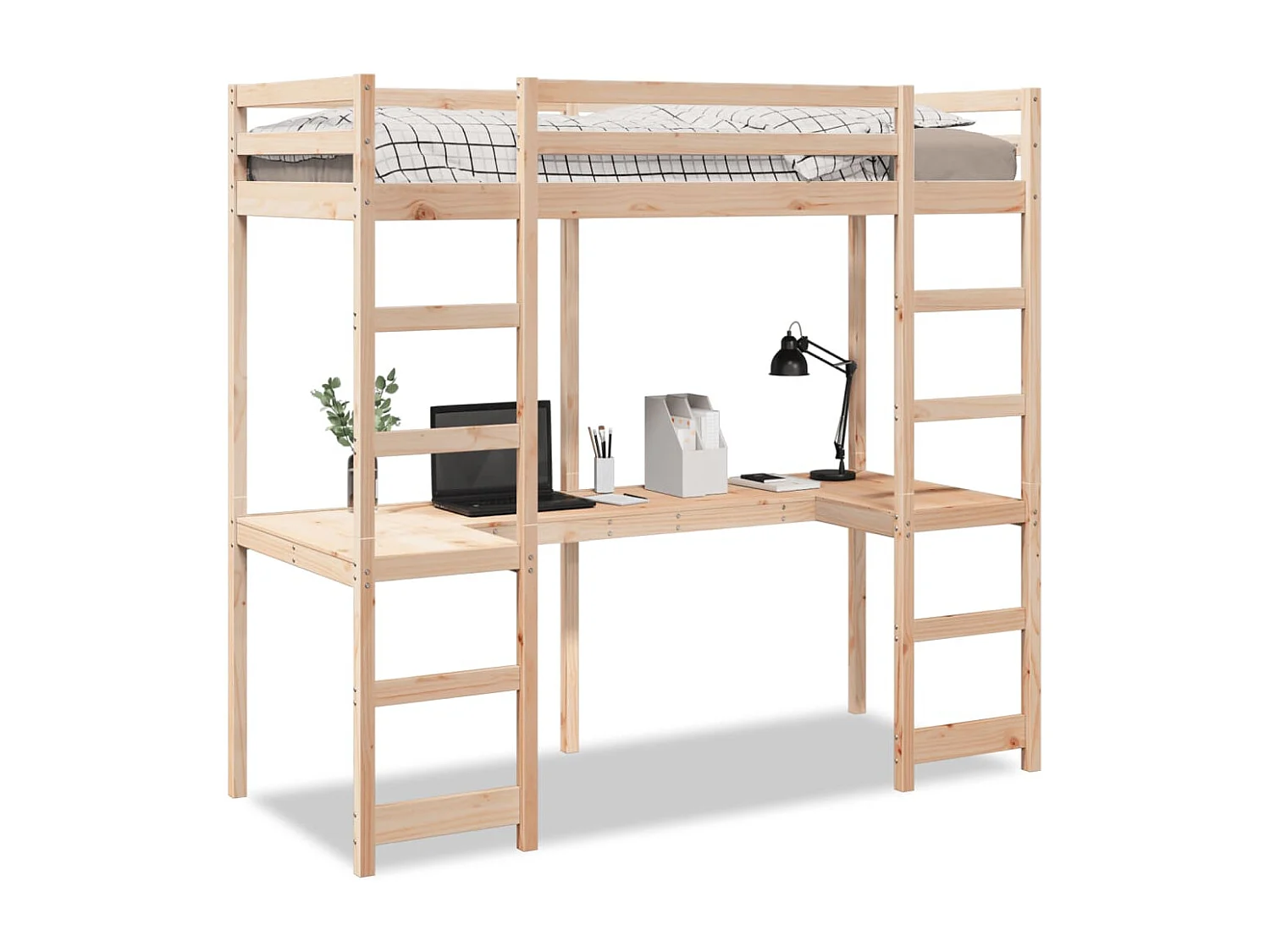 Hochbett ohne Matratze 80x200 cm Massivholz Kiefer