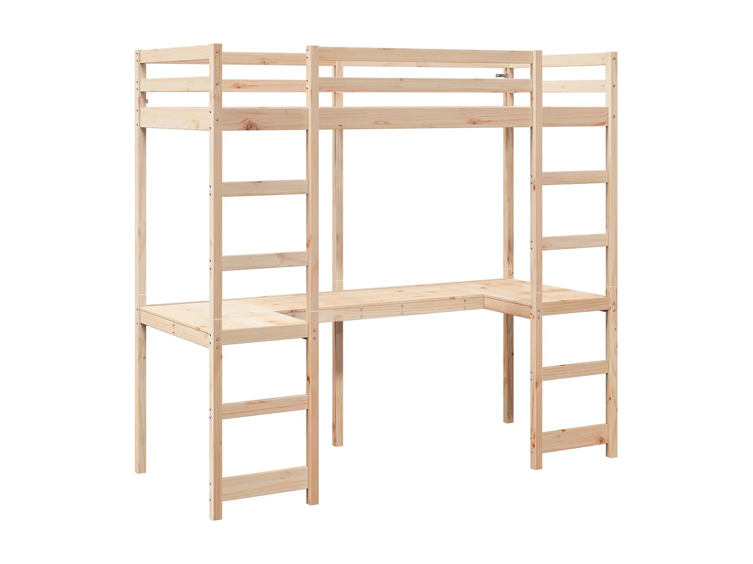 Hochbett ohne Matratze 80x200 cm Massivholz Kiefer