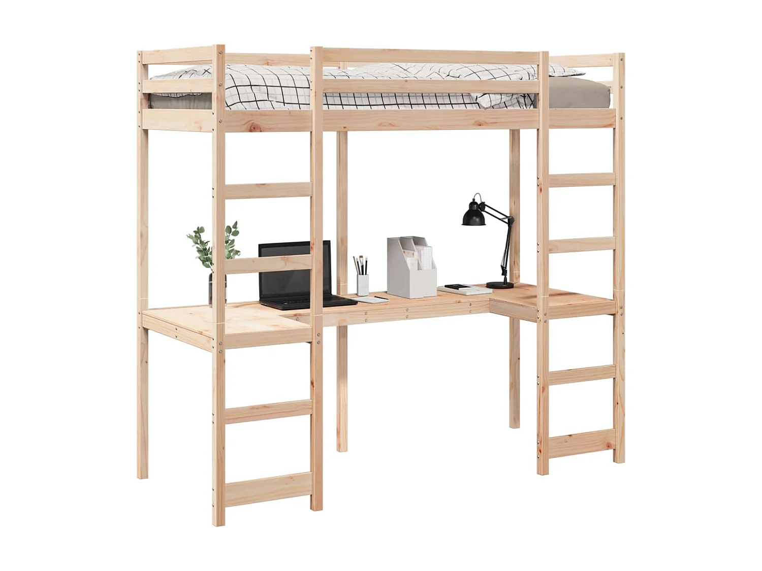 Hochbett ohne Matratze 80x200 cm Massivholz Kiefer