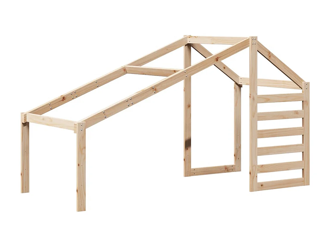 Letto a Castello con Tetto 80x200 cm in Legno Massello di Pino