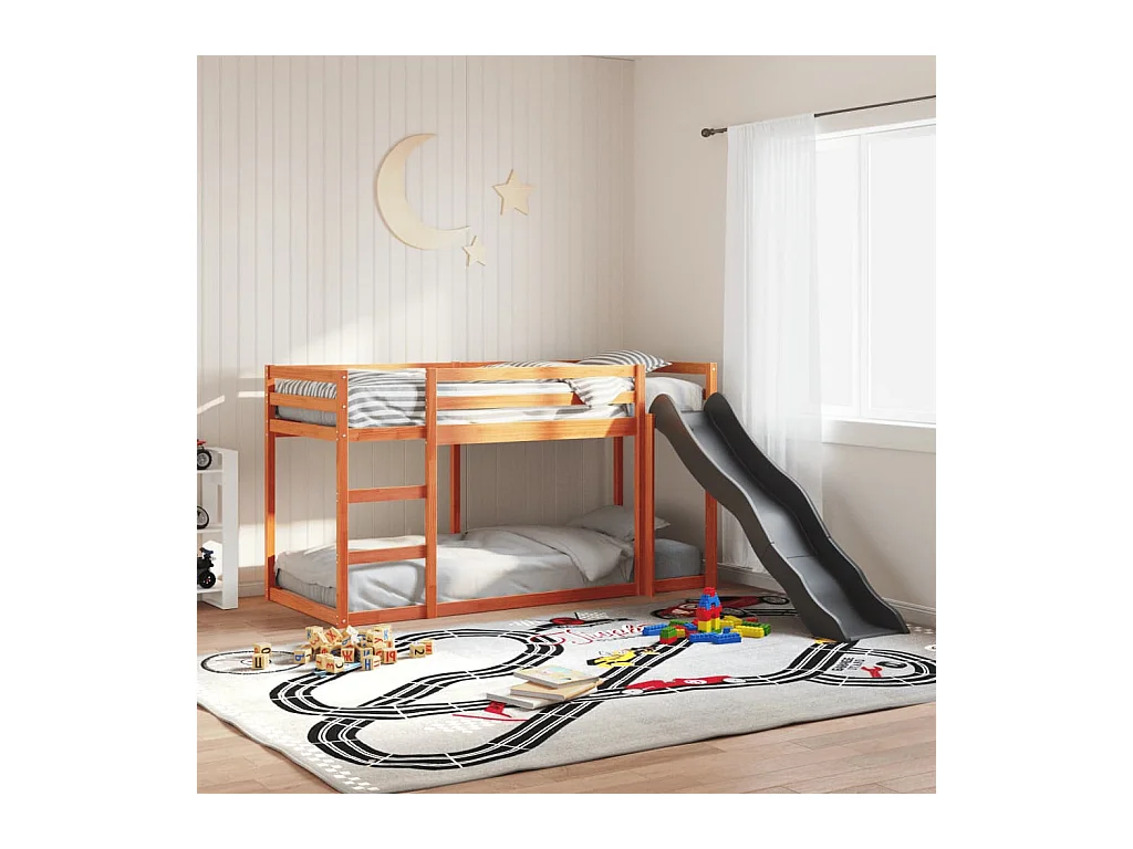 Etagenbett mit Rutsche & Leiter Wachsbraun 90x200cm Kiefernholz