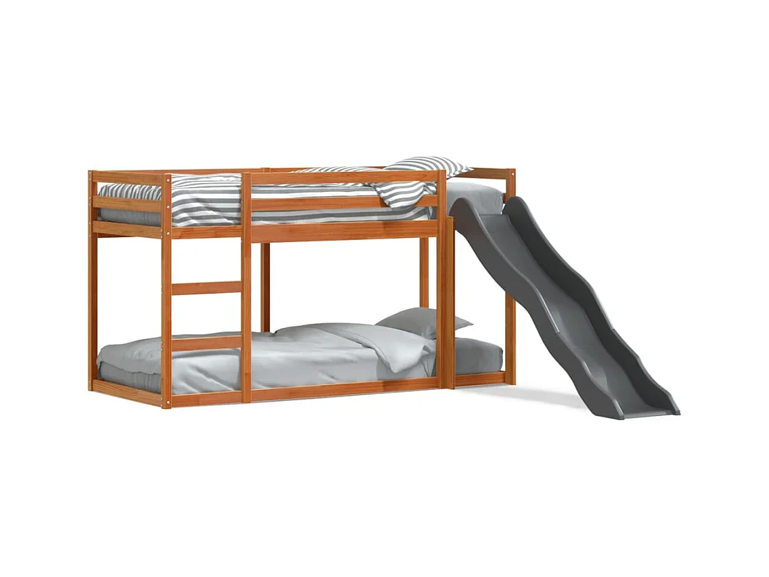 Lit superposé avec toboggan et échelle sans matelas 90x200 cm