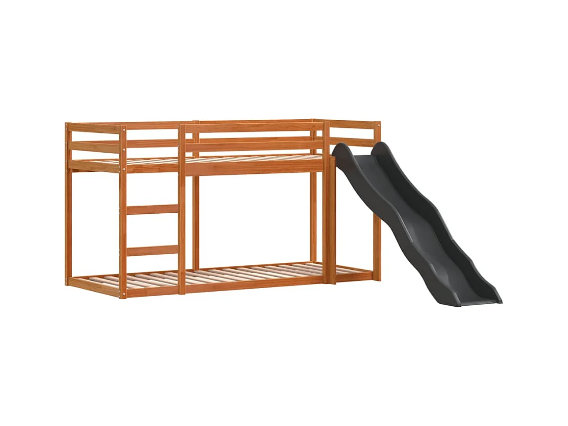 Lit superposé avec toboggan et échelle sans matelas 90x200 cm