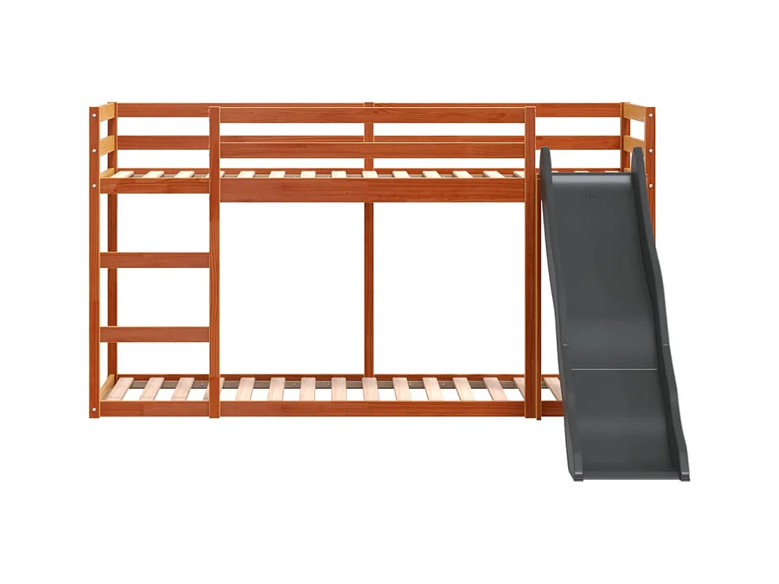 Lit superposé avec toboggan et échelle sans matelas 90x200 cm