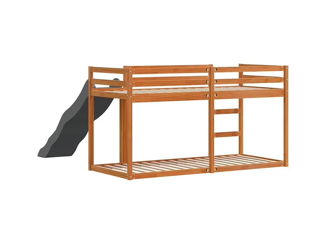 Lit superposé avec toboggan et échelle sans matelas 90x200 cm