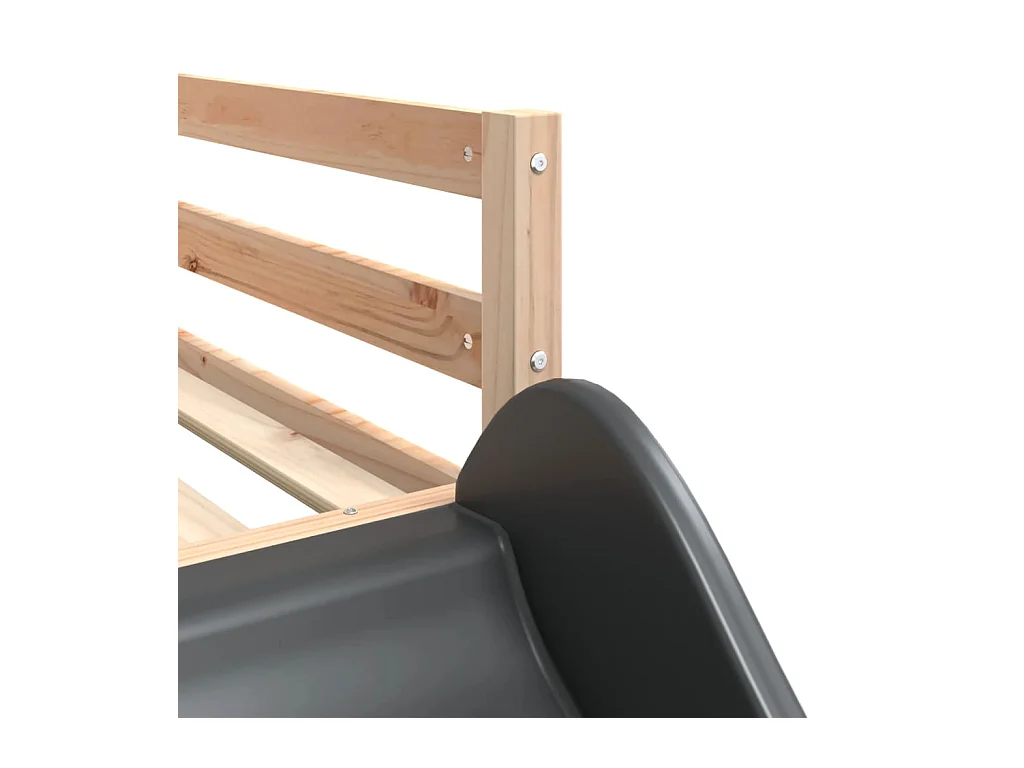 Lit superposé sans matelas avec toboggan et rideaux 90x190 cm
