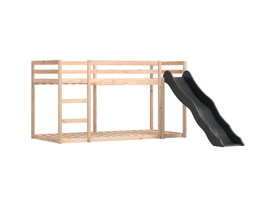 Lit superposé sans matelas avec toboggan et rideaux 90x190 cm