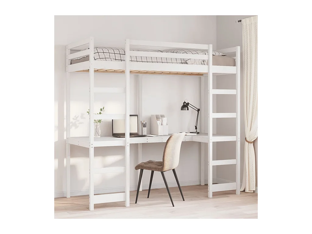 Hoogslaper zonder matras massief grenenhout wit 90x190 cm