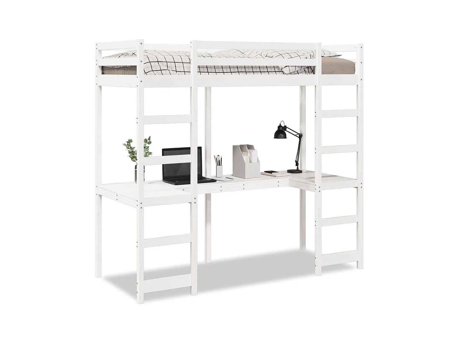 Hoogslaper zonder matras massief grenenhout wit 90x190 cm