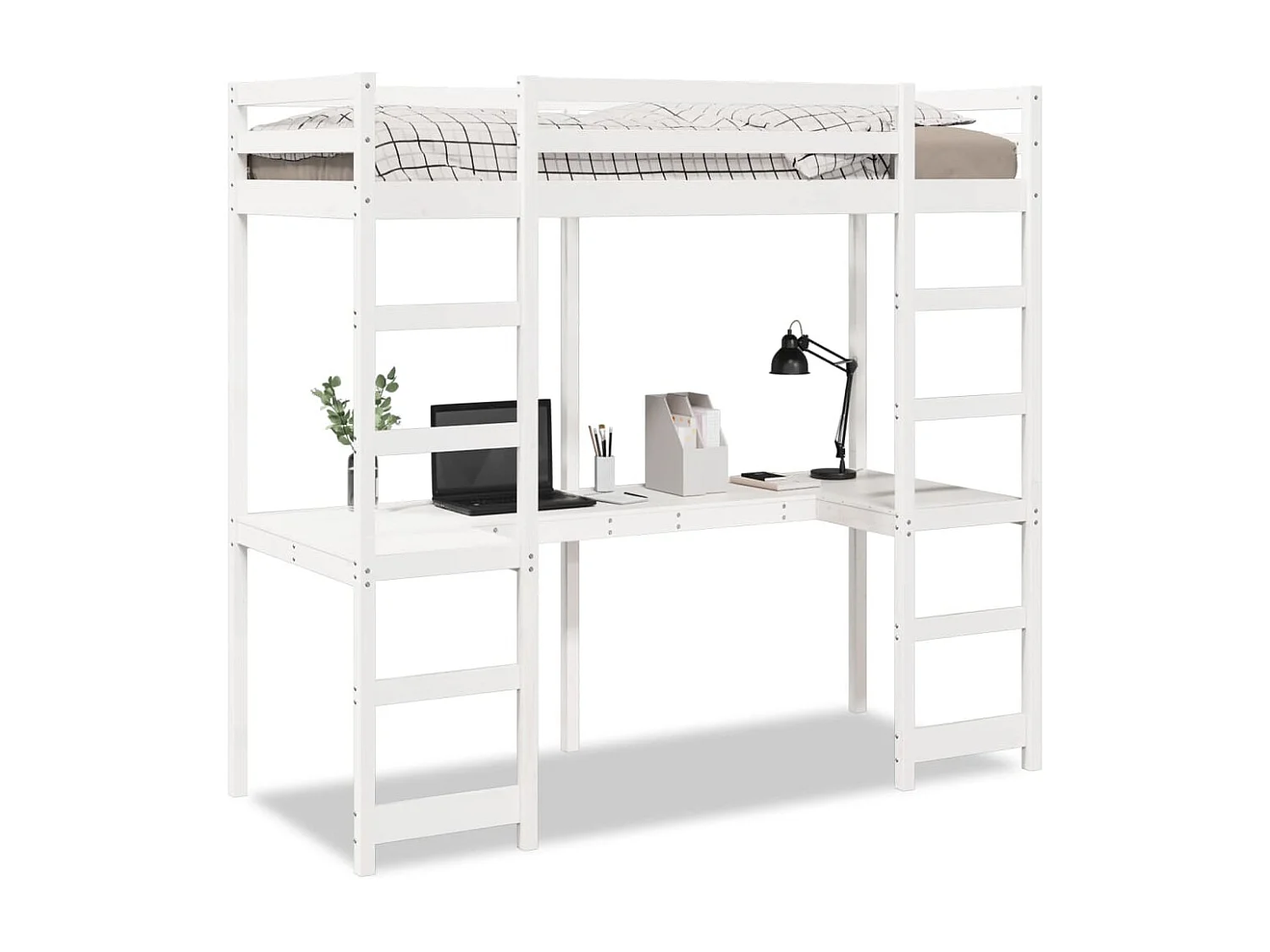 Hoogslaper zonder matras massief grenenhout wit 90x190 cm