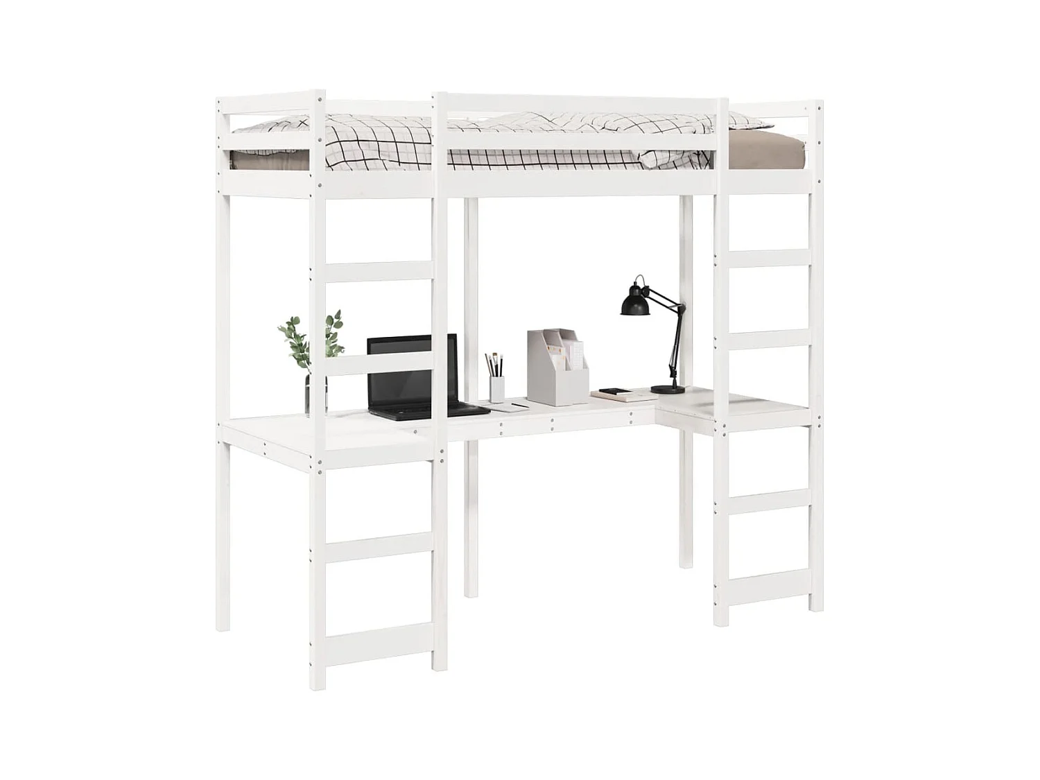 Hoogslaper zonder matras massief grenenhout wit 90x190 cm