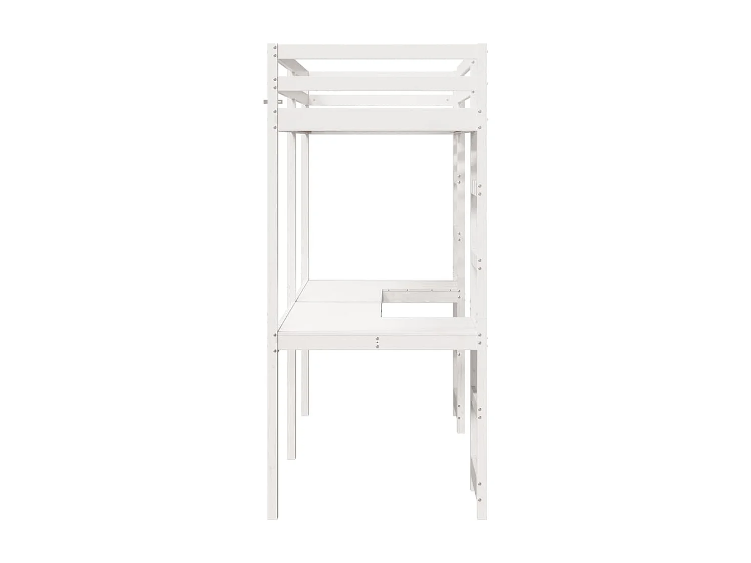 Cama alta sem colchão 90x190 cm pinho maciço branco