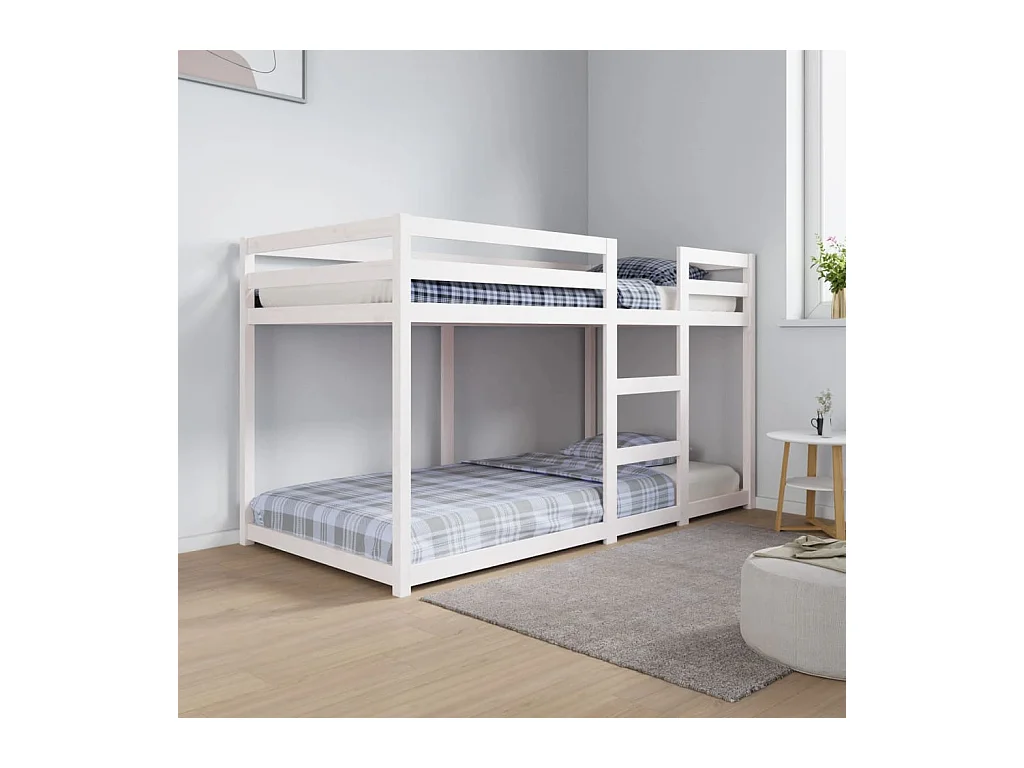 Lit superposé sans matelas blanc 90x190 cm bois de pin massif