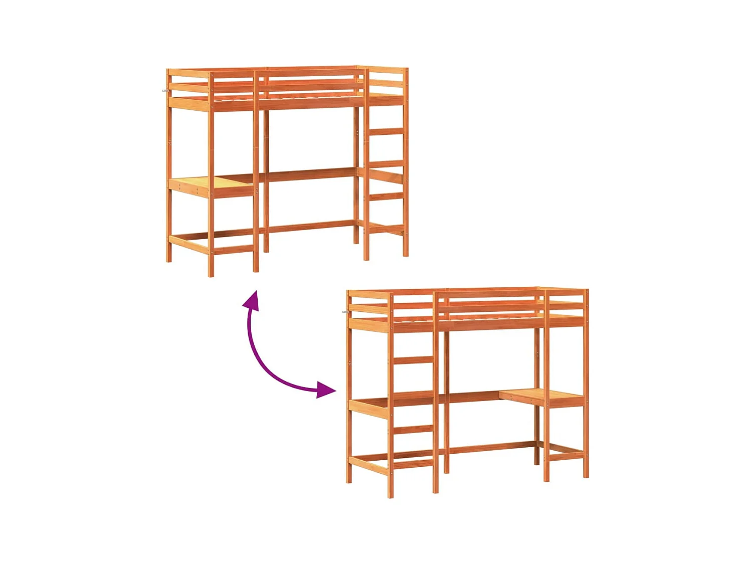 Lit superposé sans matelas cire marron 80x200 cm pin massif
