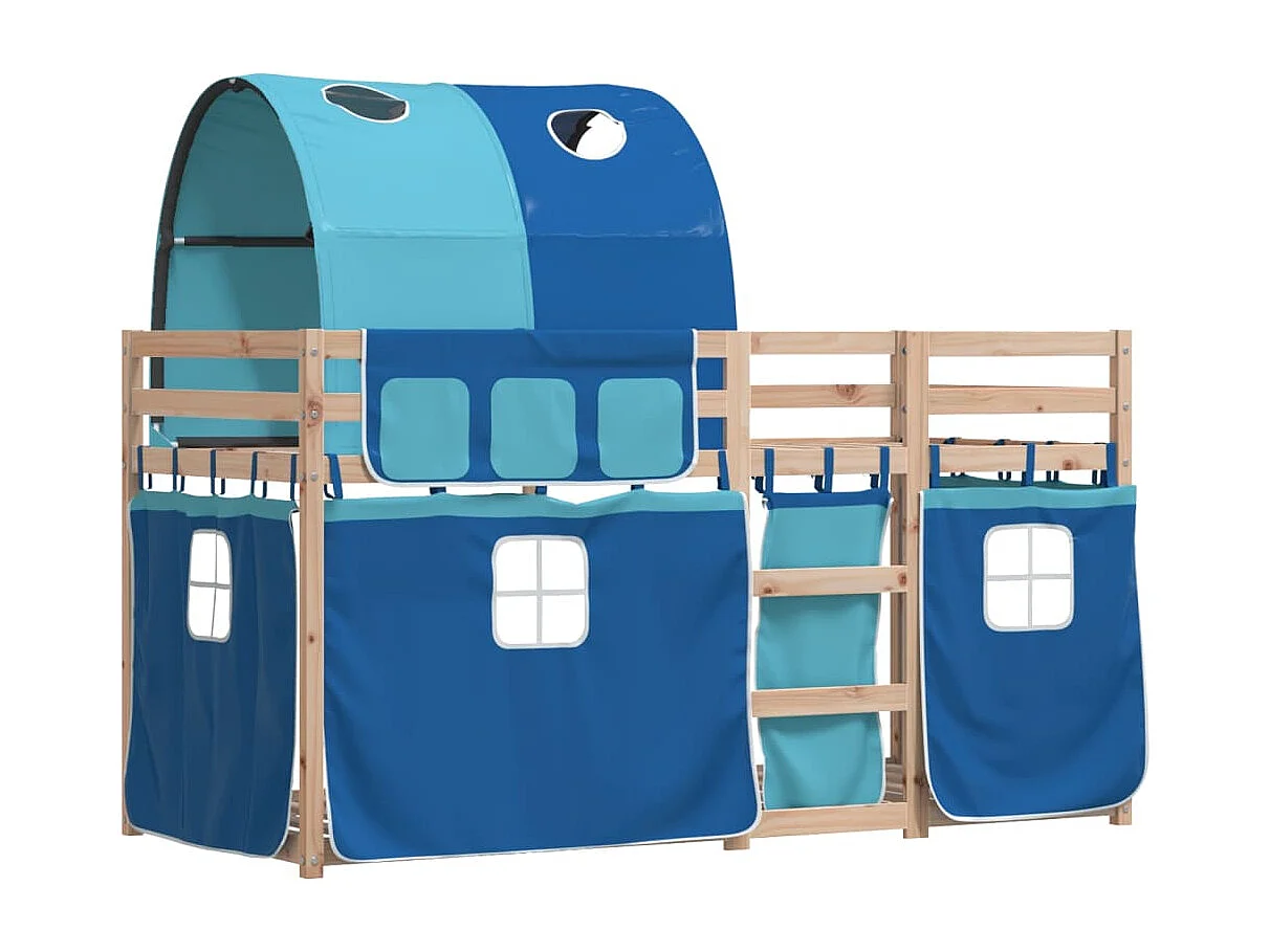 Letto a Castello senza Materasso Blu 90x190cm Massello Pino