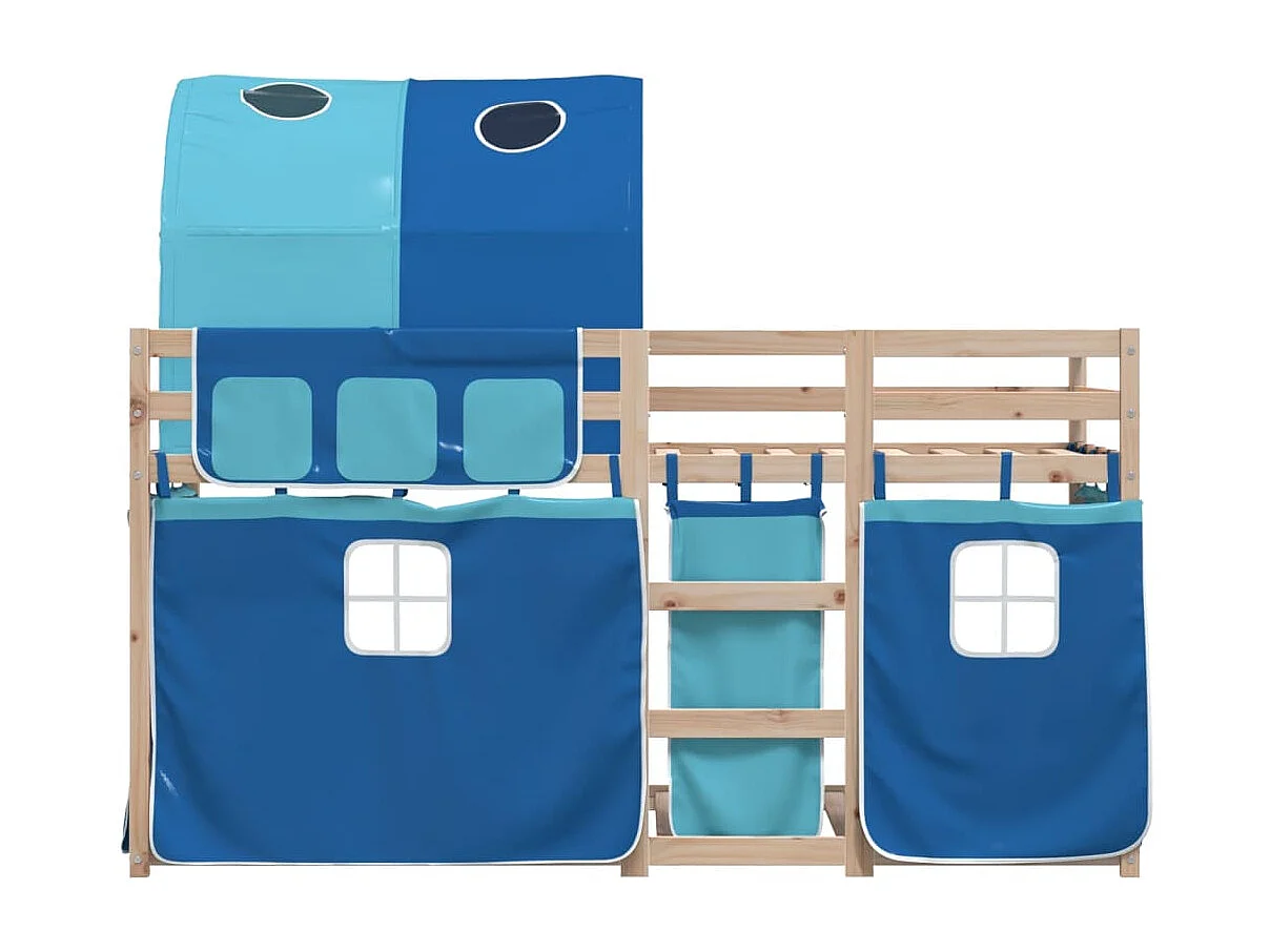 Letto a Castello senza Materasso Blu 90x190cm Massello Pino