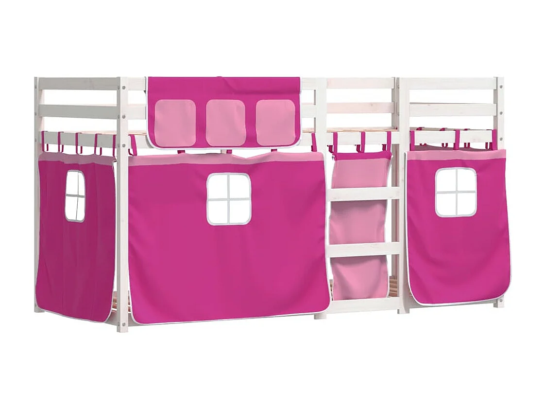 Lit superposé sans matelas rose 80x200 cm bois de pin massif