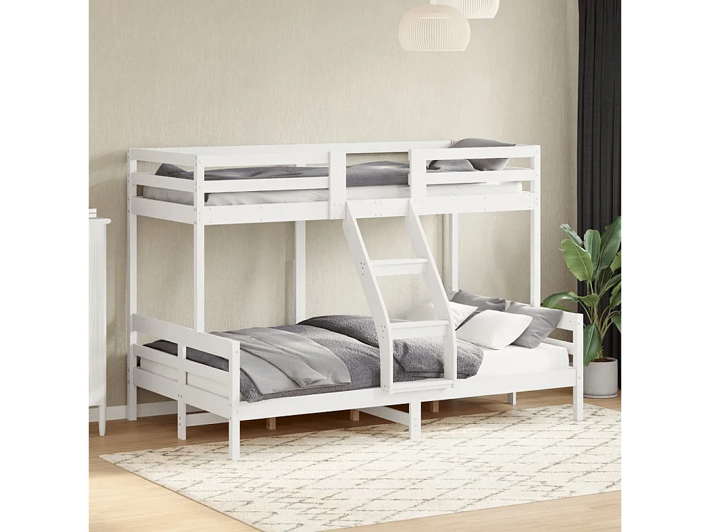 Lit superposé sans matelas 90x200/120x200 cm blanc bois massif
