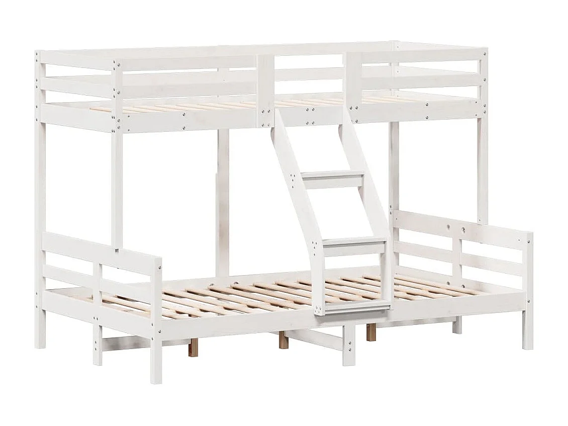 Lit superposé sans matelas 90x200/120x200 cm blanc bois massif