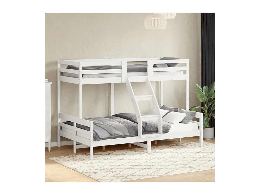 Lit superposé sans matelas 90x200/120x200 cm blanc bois massif