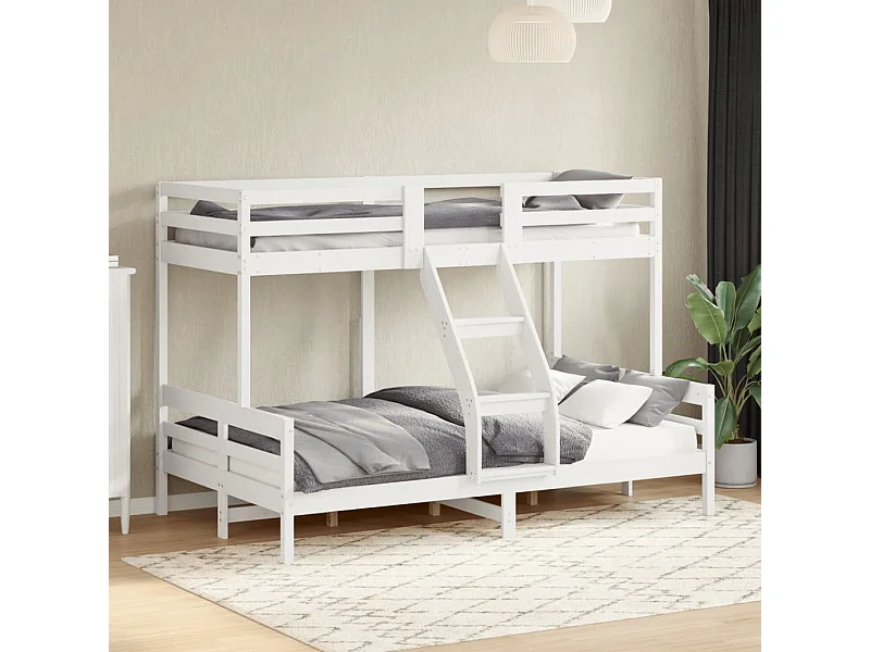 Lit superposé sans matelas 90x200/120x200 cm blanc bois massif