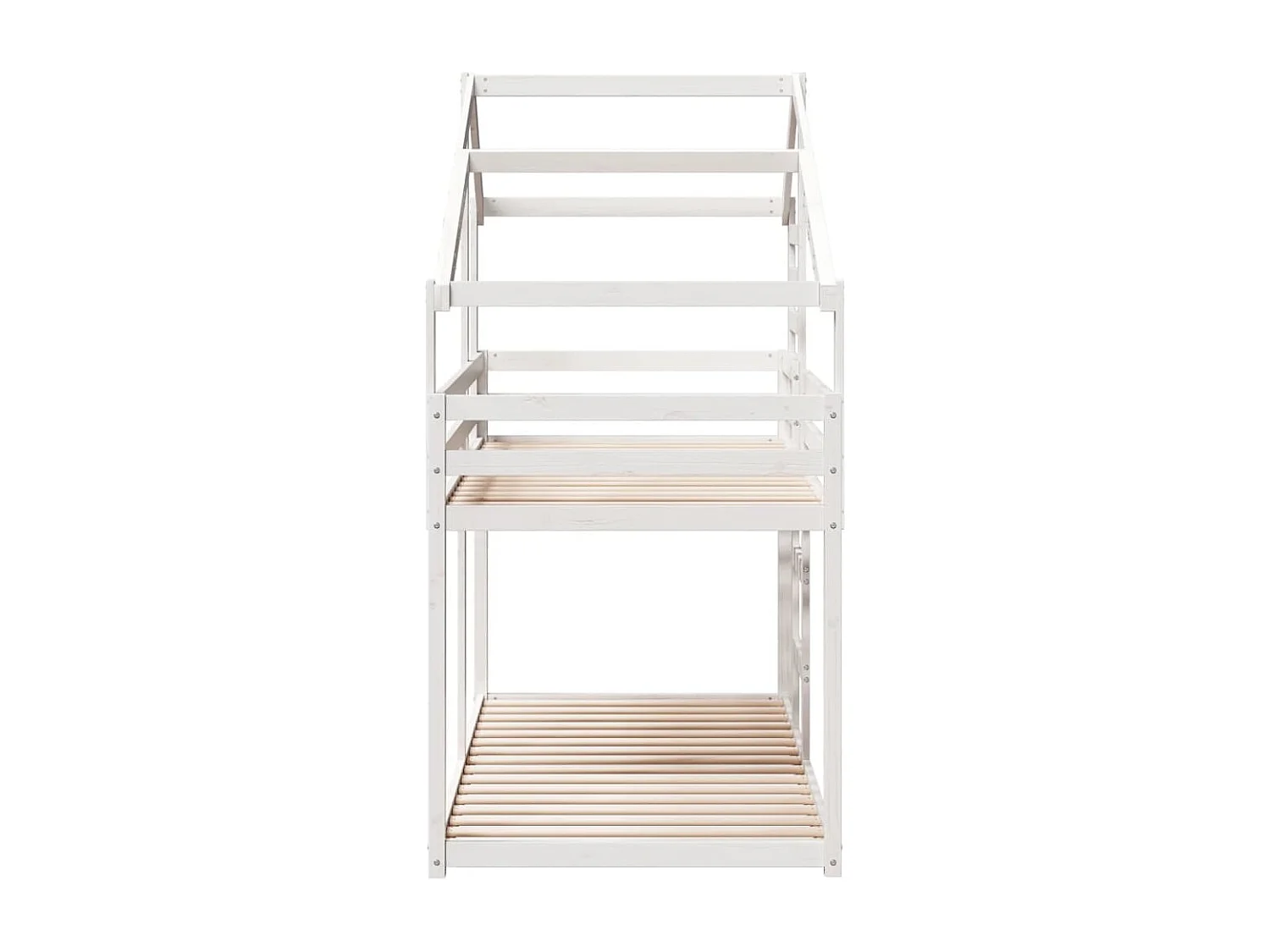 Letto a Castello senza Materasso Bianco 90x190cm Massello Pino