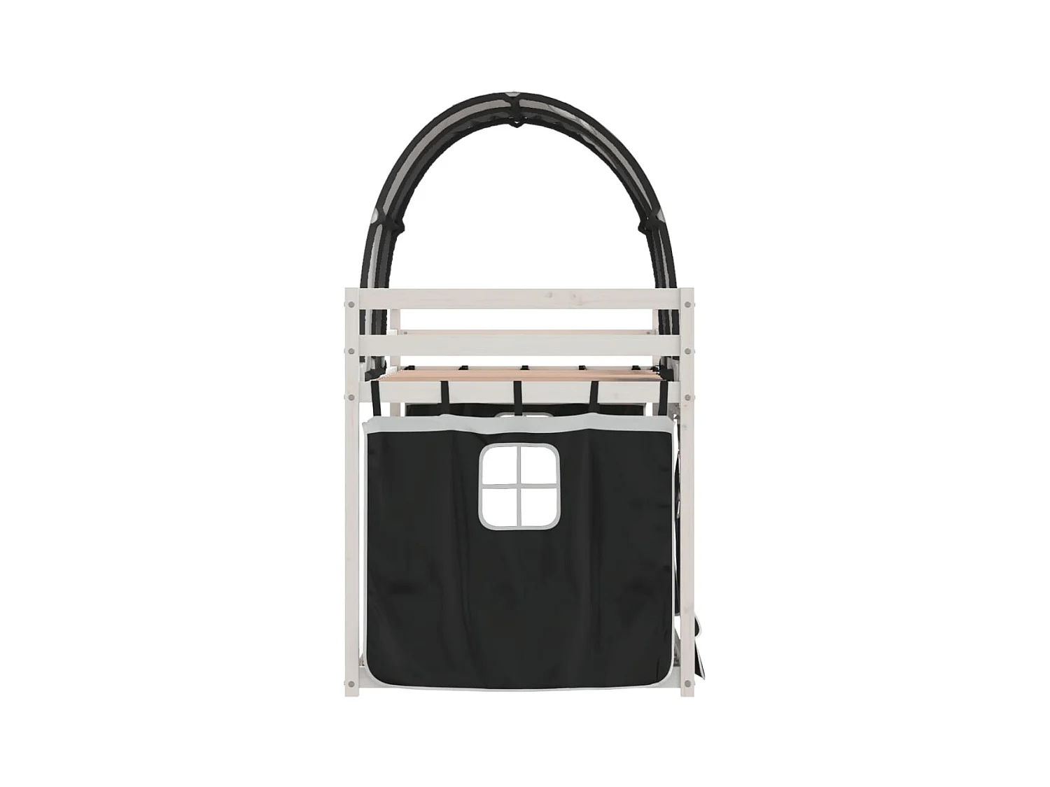 Litera con cortinas madera maciza pino blanco y negro 80x200 cm