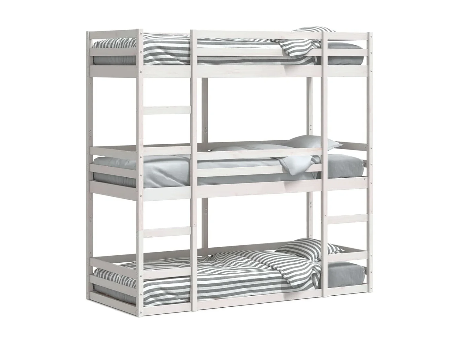 Lit superposé triple sans matelas 90x200 cm bois de pin massif