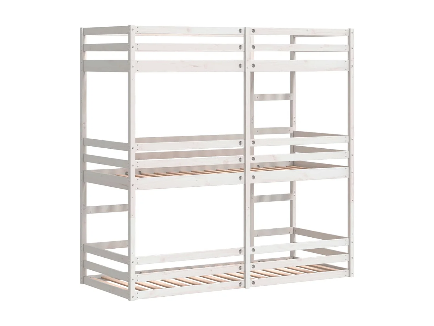 Letto a Castello Triplo Bianco 90x200 cm Legno Massello di Pino