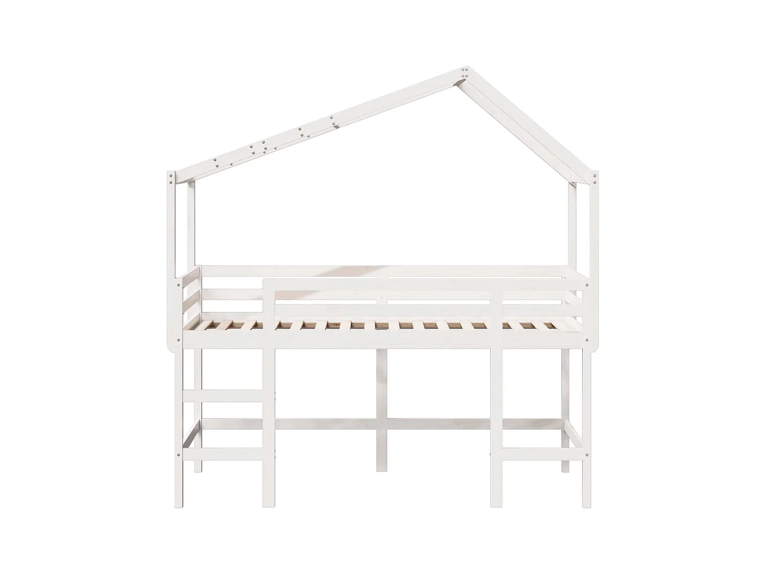 Lit superposé avec échelle et toit sans matelas blanc 90x190 cm
