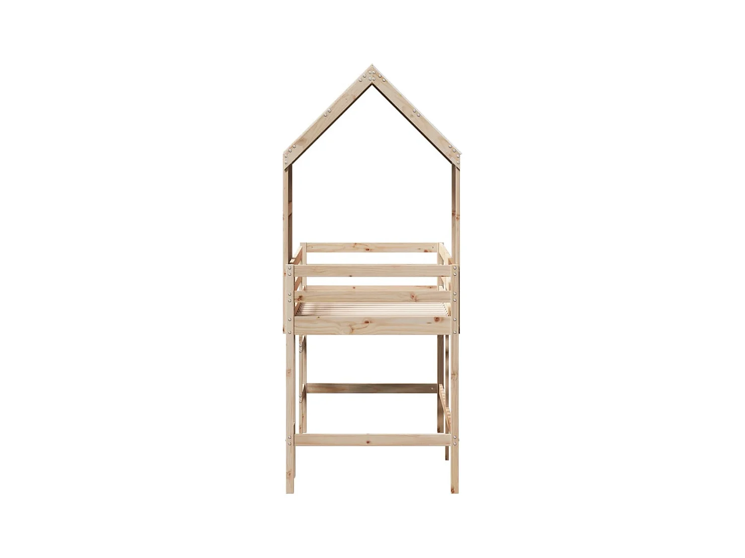 Hochbett mit Leiter und Dach 90x190 cm Massivholz Kiefer