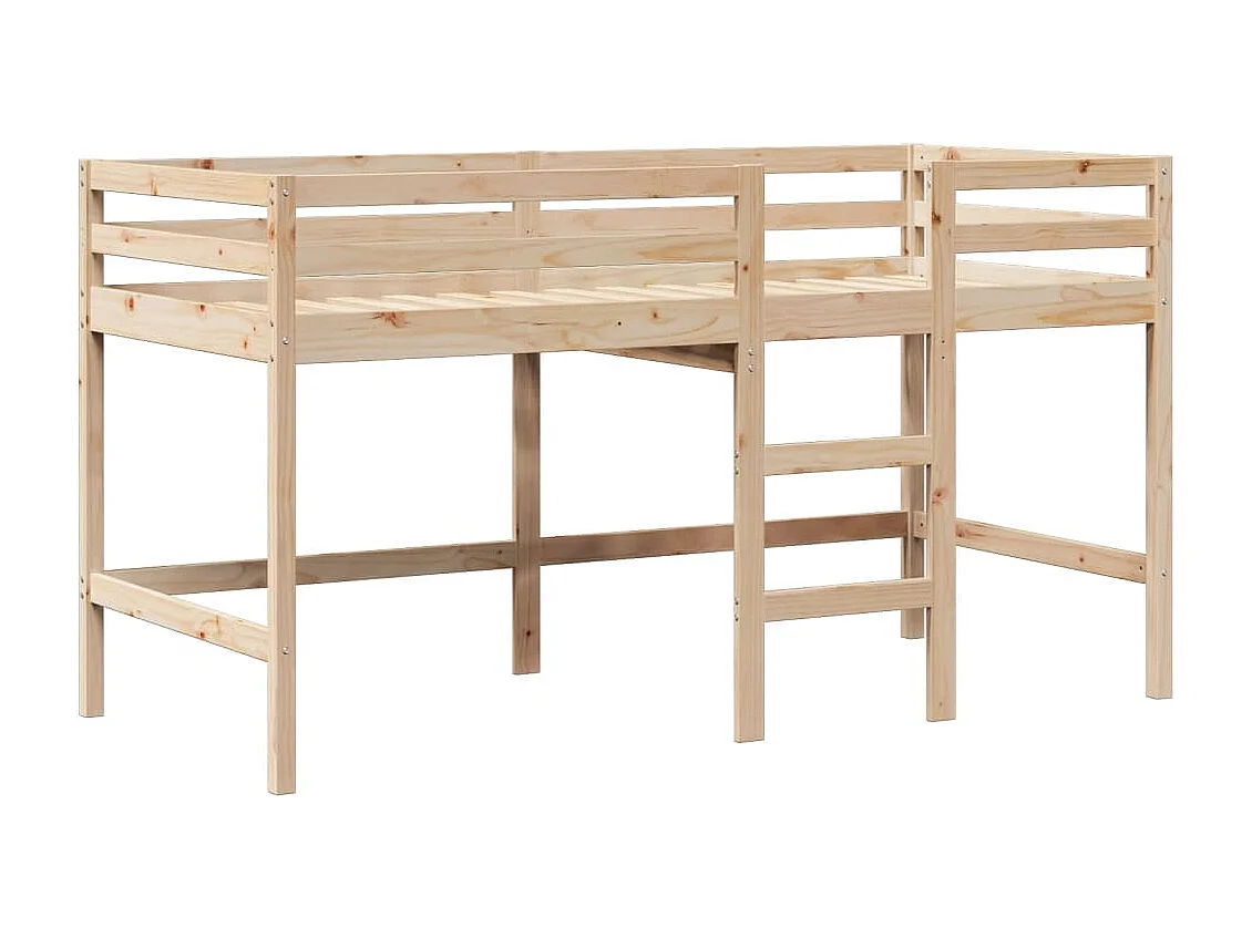 Cama alta c/ escada e telhado 90x190 cm pinho maciço