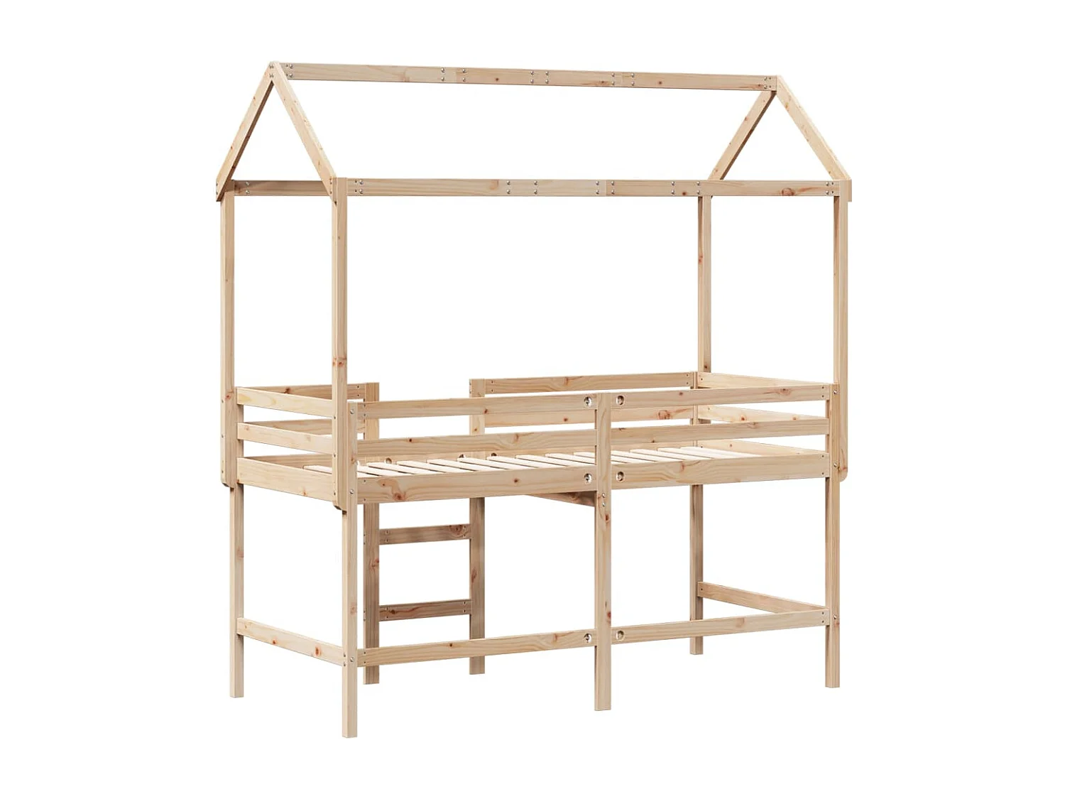 Lit superposé avec échelle et toit sans matelas 90x190 cm