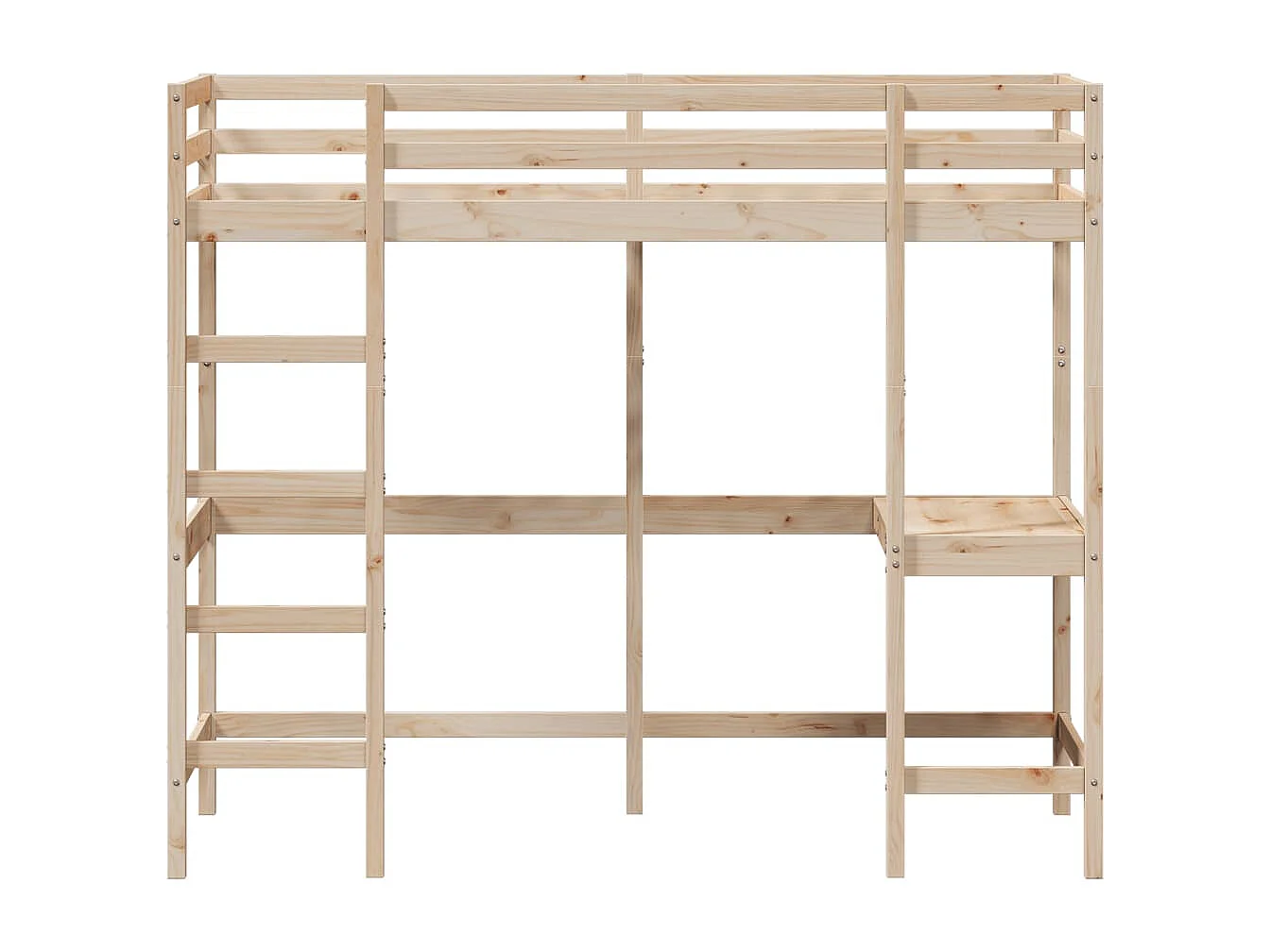 Cama alta con escritorio madera maciza de pino 80x200 cm