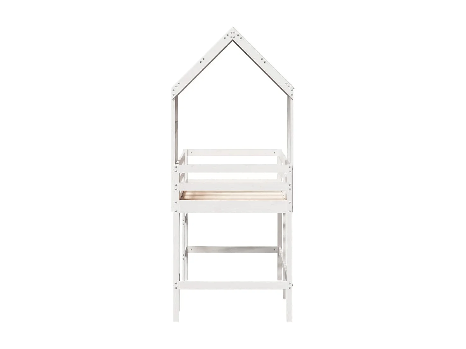 Lit superposé avec échelle et toit sans matelas blanc 90x200 cm