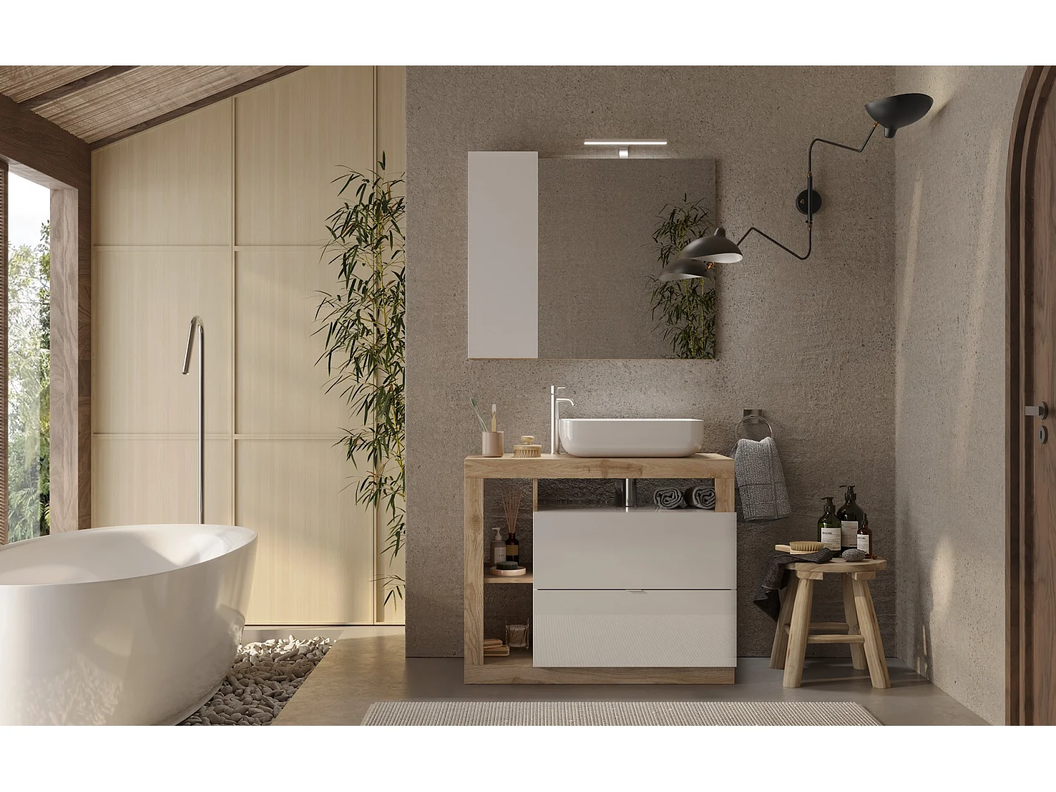 Ensemble salle de bain HAMBURG blanc brillant Kadiz 92 x 79 x 49 cm