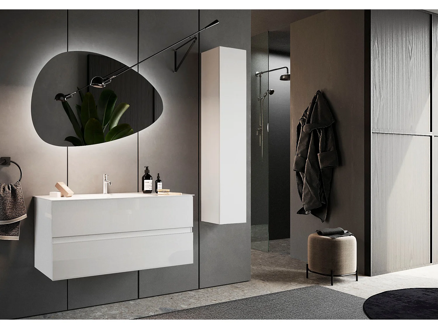 Ensemble salle de bain START blanc brillant, 101 x 53 x 47 cm