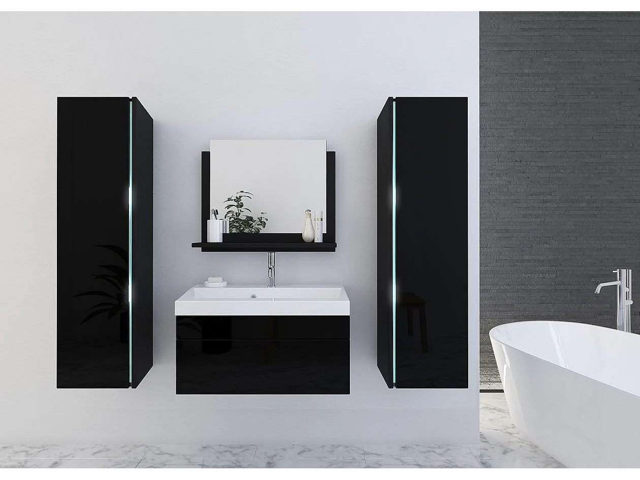 Meuble salle de bain SANDY noir laqué