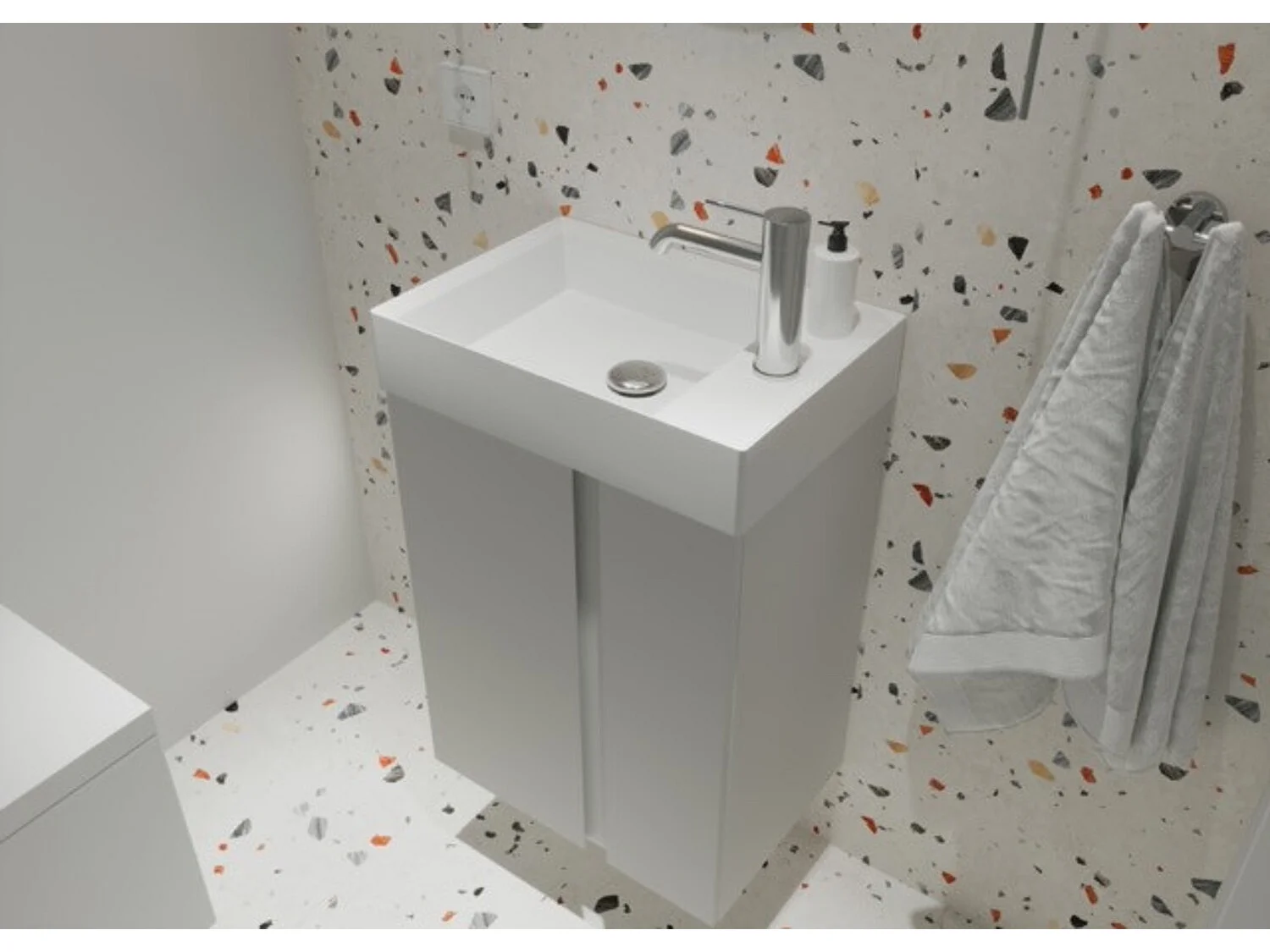Meuble de salle de bain UNIQ 49 x 34,5 x 63 cm en plusieurs couleurs - Couleur: Gris clair