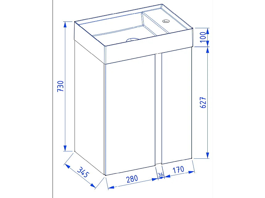 Meuble de salle de bain UNIQ 49 x 34,5 x 63 cm en plusieurs couleurs - Couleur: Gris clair