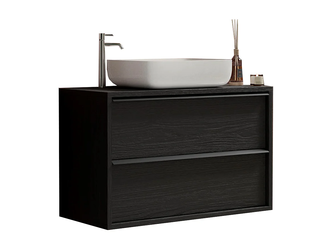 Ensemble salle de bain STEEL noir frêne, en plusieurs dimensions - Dimensions: 92 cm
