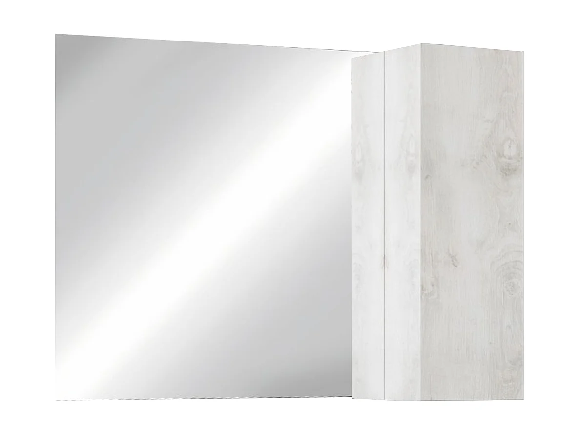 Ensemble salle de bain, meuble+miroir+vasque BASIC pin blanc, 110 x 78 x 45 cm