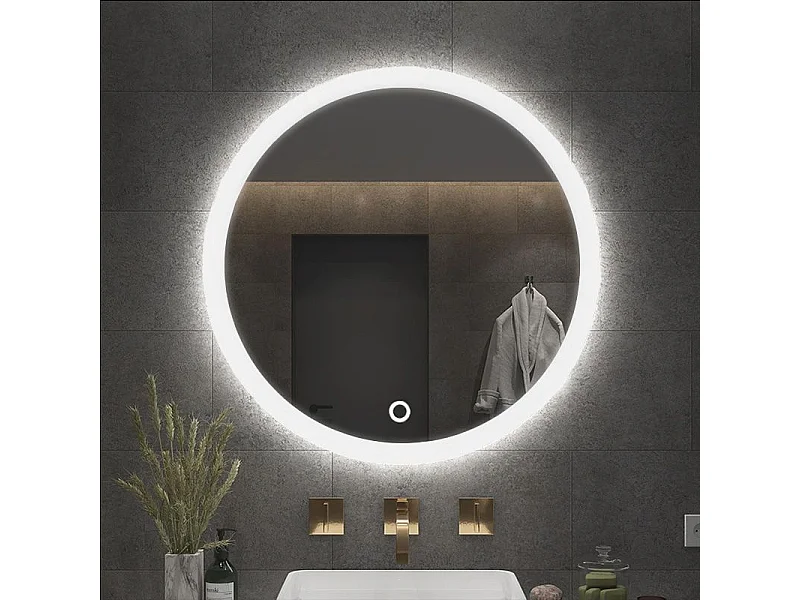 Specchio Da Bagno Rea Led Ffj 90 Grey 90Cm, Rotondo, 2X90X90Cm