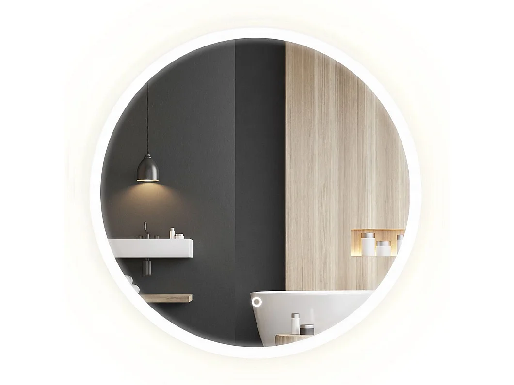 Specchio Da Bagno Rea Led Ffj 90 Grey 90Cm, Rotondo, 2X90X90Cm