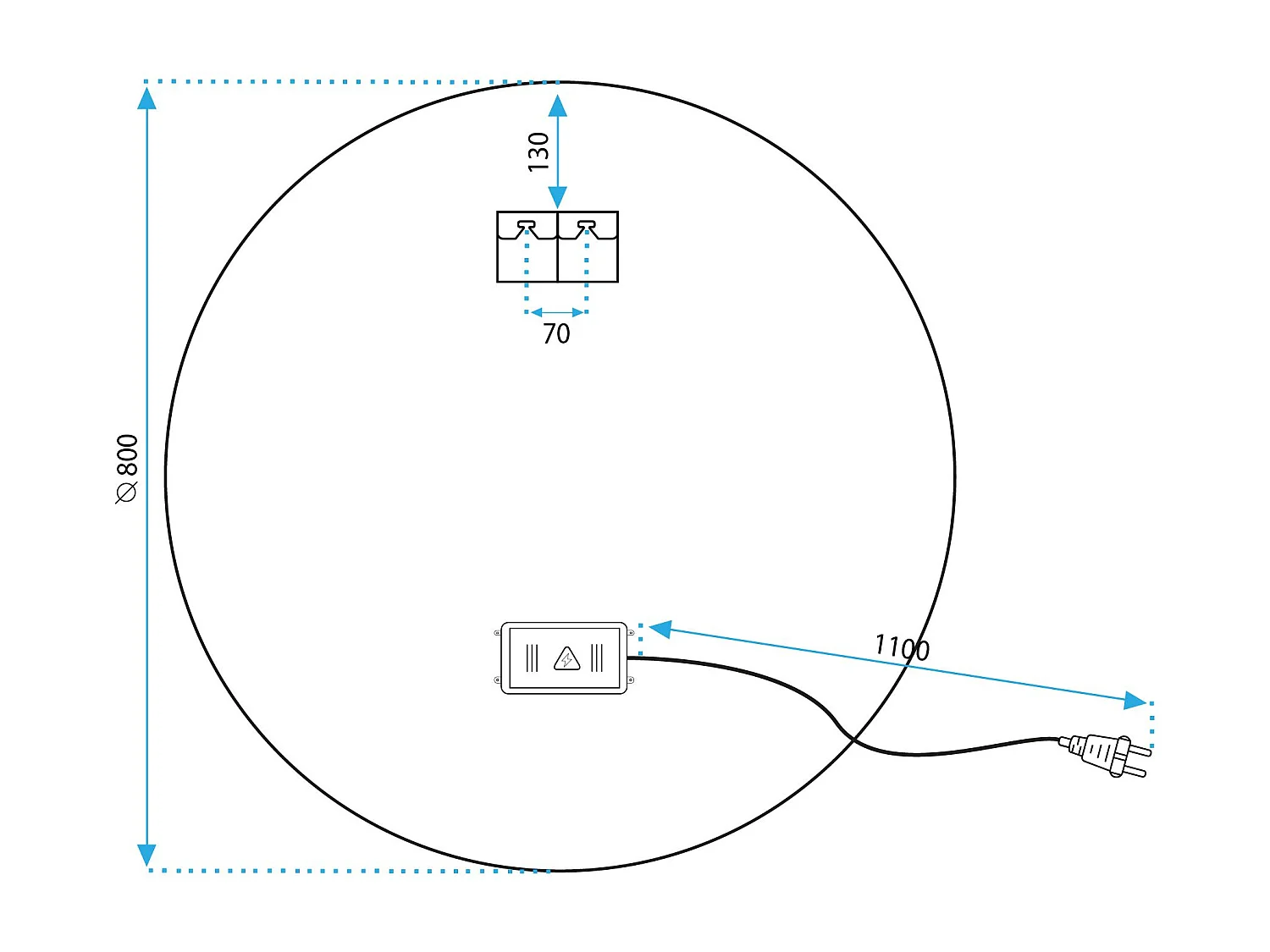 MIROIR LED REA 80CM FFJ80 CHROME
