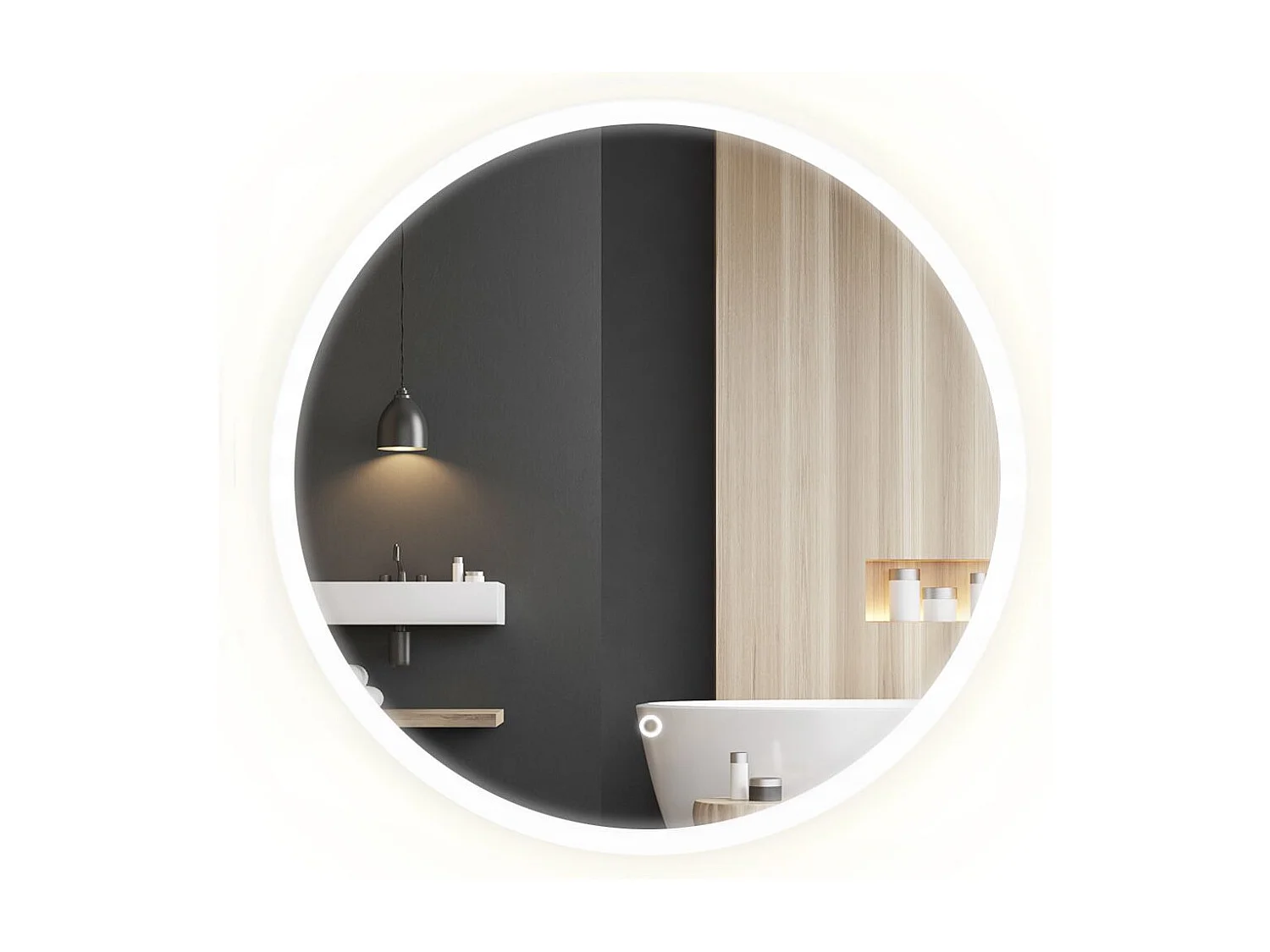 Specchio Da Bagno Rea Led Ffj White 80Cm, Rotondo, 2X80X80Cm