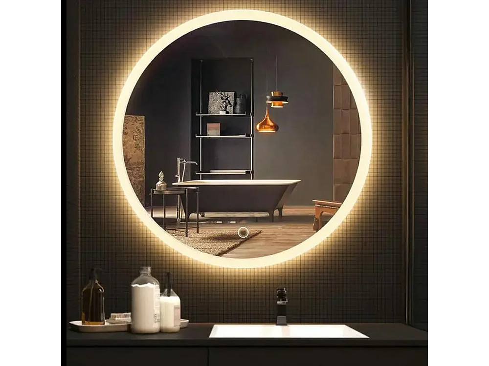 Specchio Da Bagno Rea Led Ffj White 80Cm, Rotondo, 2X80X80Cm