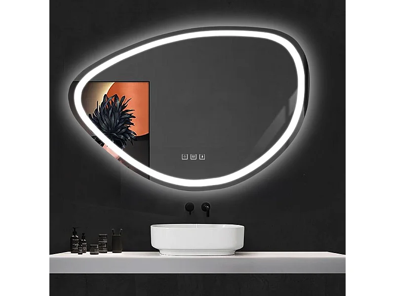 Specchio Da Bagno Rea Led P11238 Fog Grey 70X100Cm, Irregolare, 2X68X100Cm