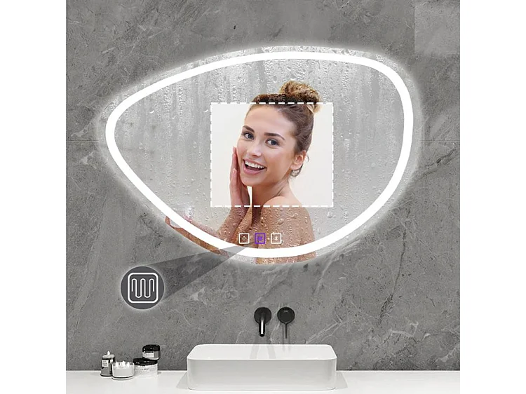 Specchio Da Bagno Rea Led P11238 Fog Grey 70X100Cm, Irregolare, 2X68X100Cm