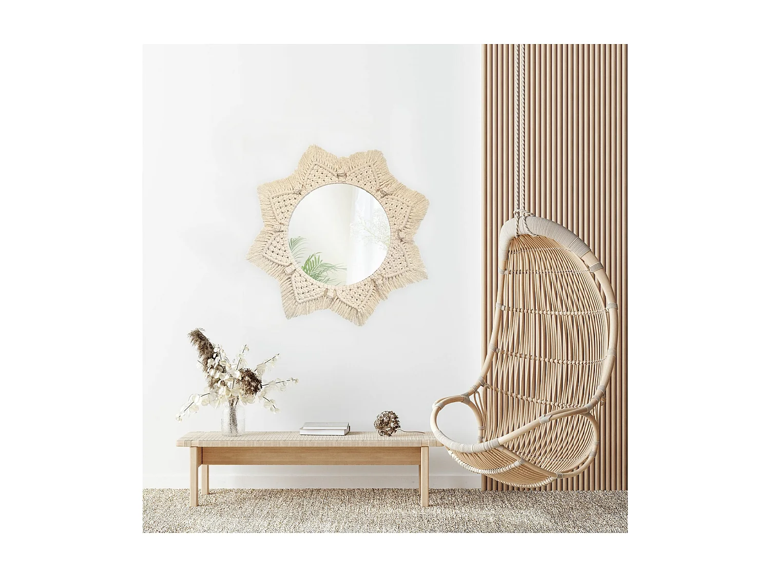 MIROIR REA BOHO 53CM 322048 BEIGE